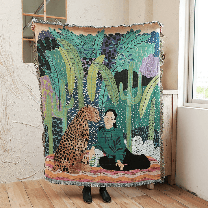 Jungle Sofa Blanket Decorative Blanket Outdoor Tent Camping - MRSLM