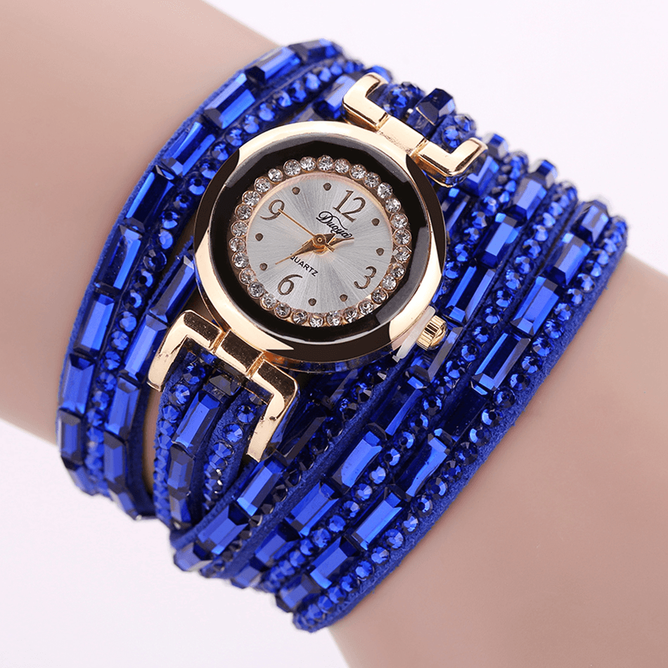 DUOYA DY004 Crystal Casual Style Ladies Bracelet Watch Gold Case Quartz Movement Watches - MRSLM