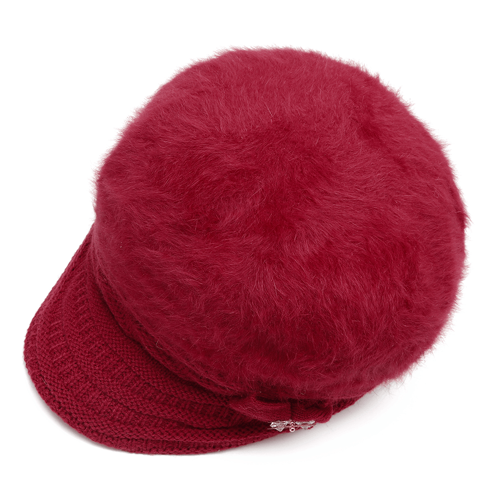 Womens Leisure Winter Knit Hat plus Velvet Beret Hat - MRSLM