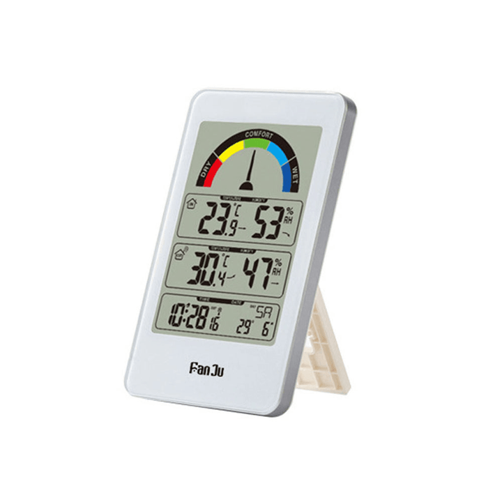 Fanju FJ3356 LCD Digital Weather Station Clock Household Indoor Outdoor Temperature Humidity Meter Weather Clock Electronic Alarm Clock - MRSLM