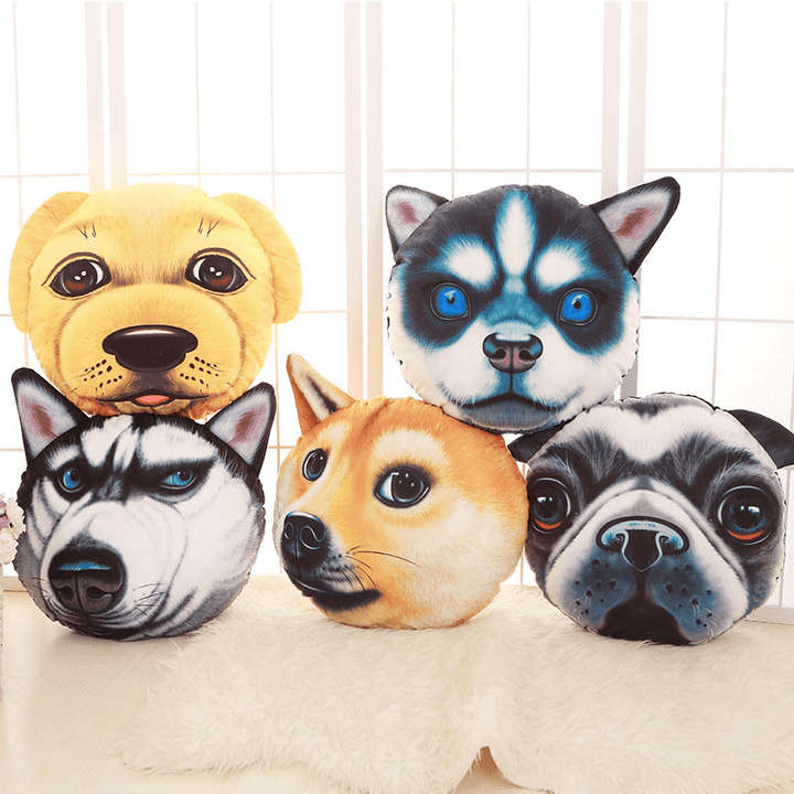 Creative Funny 3D Dog Cat Head Pillow PP Cotton Simulation Animal Cushion Birthay Gift Trick Toys - MRSLM