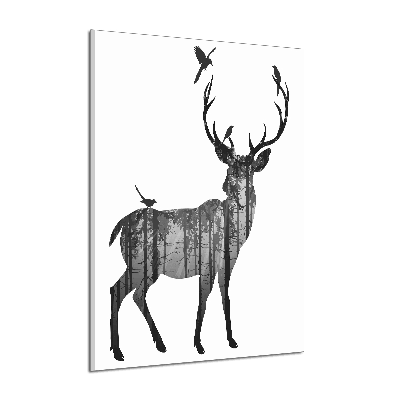 Miico Hand Painted Oil Paintings Simple Style-C Side Face Deer Wall Art for Home Decoration Paintings - MRSLM