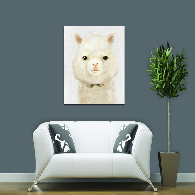 Miico Hand Painted Oil Paintings Cartoon Alpaca Paintings Wall Art for Home Decoration - MRSLM