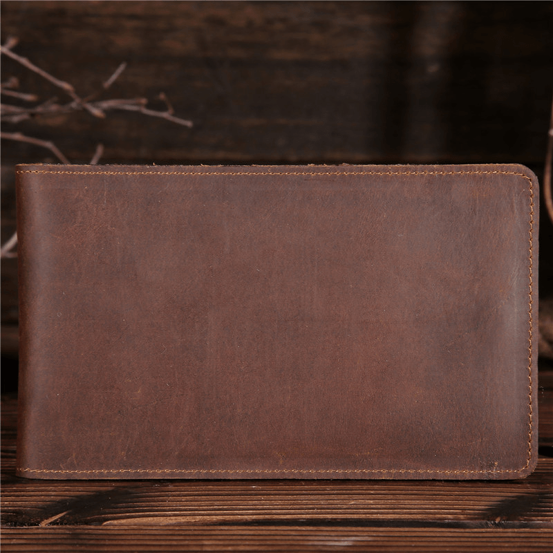 Vinatge Genuine Leather Long Wallet Card Holder Thin Slip for Men - MRSLM