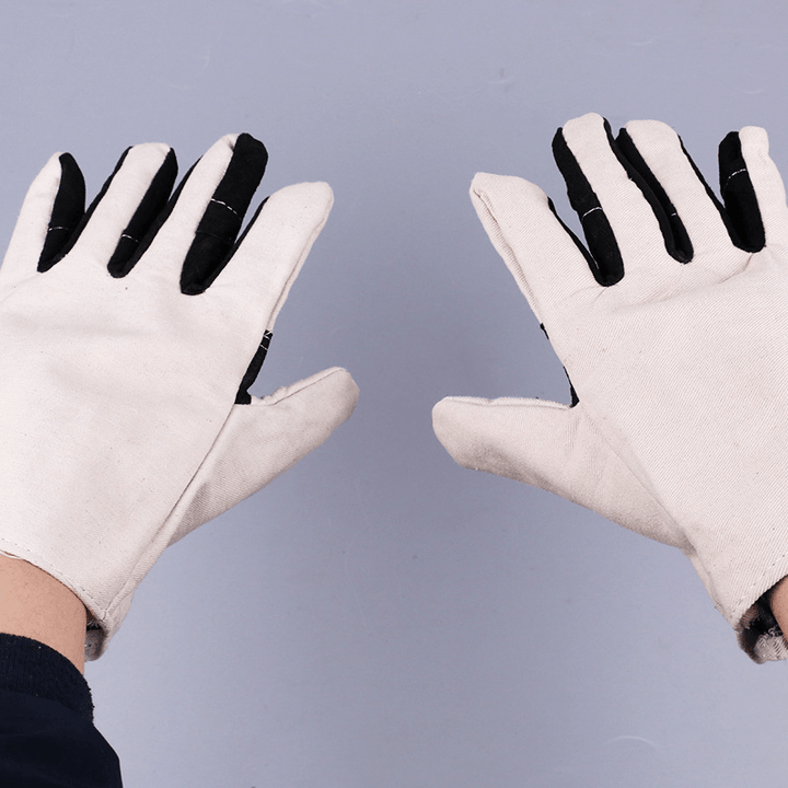 KALOAD 1 Pair Double Layer Thicken Canvas Work Welding Gloves Wearproof Non-Slip Security Labor Protection Gloves - MRSLM