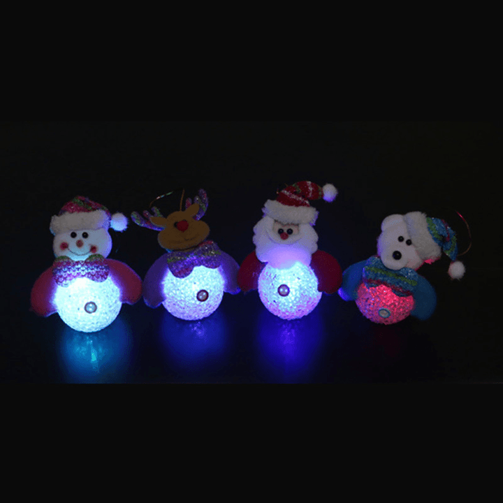 10*12CM Lovely Christmas Luminous Pendant Dolls Santa Claus/Snowman/Bear/Elk Christmas Home Decoration - MRSLM