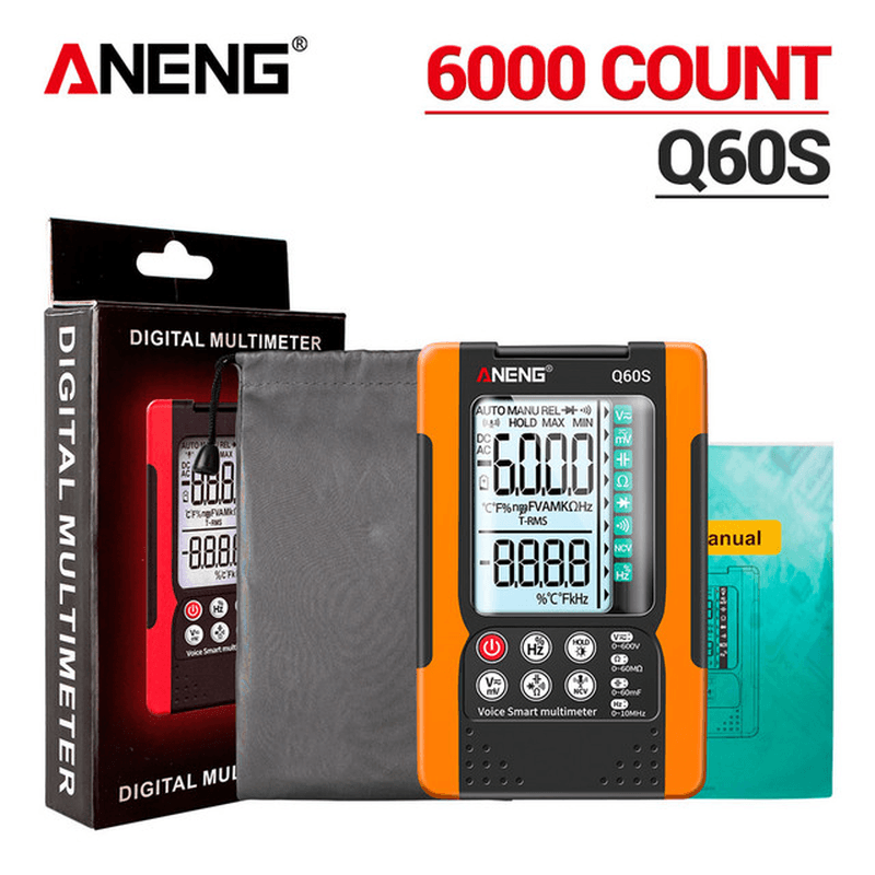 ANENG Q60S Q60 Digital Multimeter AI Speech Recognition Transistor Tester 6000 Counts True RMS Auto Electrical Capacitance Meter - MRSLM