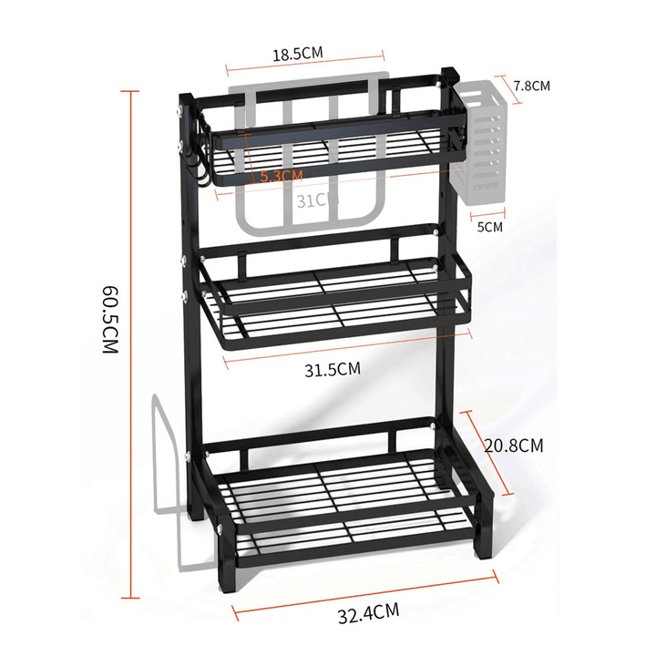 Nonslip 2/3 Tier Spice Rack Stainless Steel Storage Shelf Organizer Holder Kitchen Rack - MRSLM