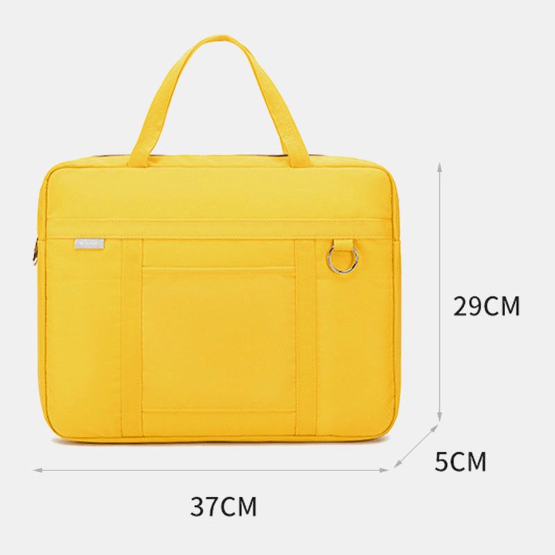 Unisex Simple 14 Inch Laptop Bag Multi-Pockets Handbag Waterproof Shock-Resistant Shoulder Bag for Suitcase - MRSLM
