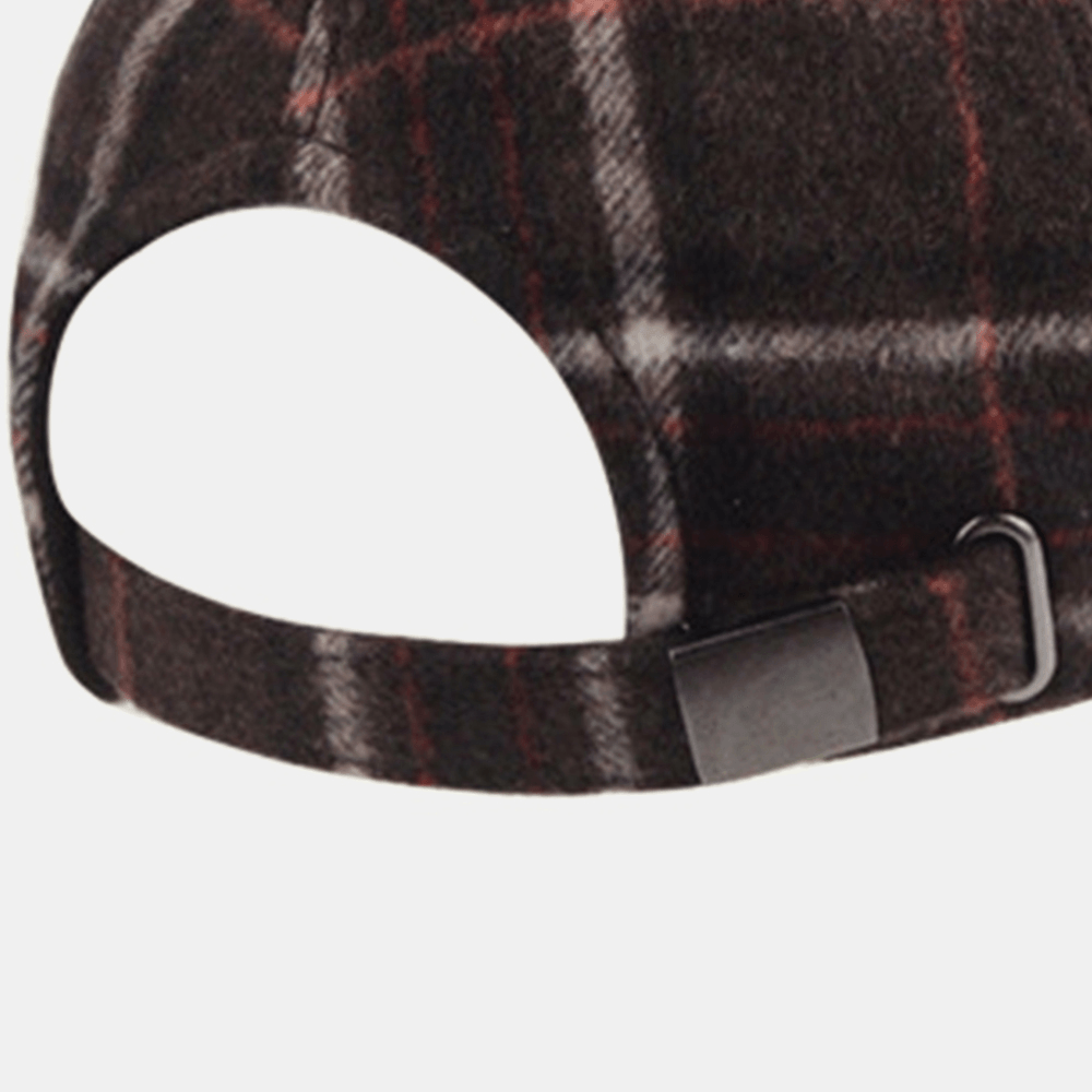 Men Felt Britsh Style Plaids Patchwork Color All-Match Daily Warm Baseball Hat - MRSLM