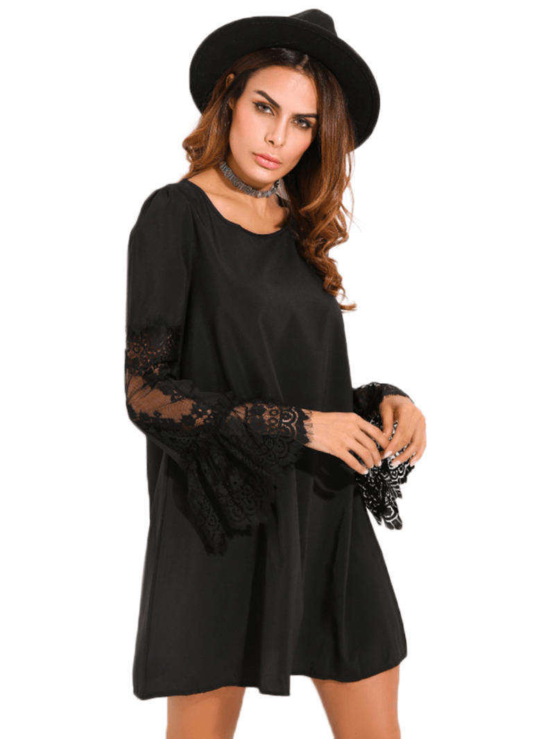 Women Crochet Lace Hollow Out Dress - MRSLM