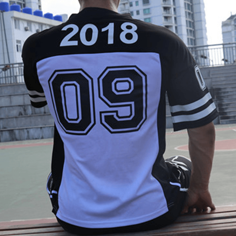 Sports T-Shirt Men'S round Neck Loose Mesh Printing Quick-Drying Clothes - MRSLM