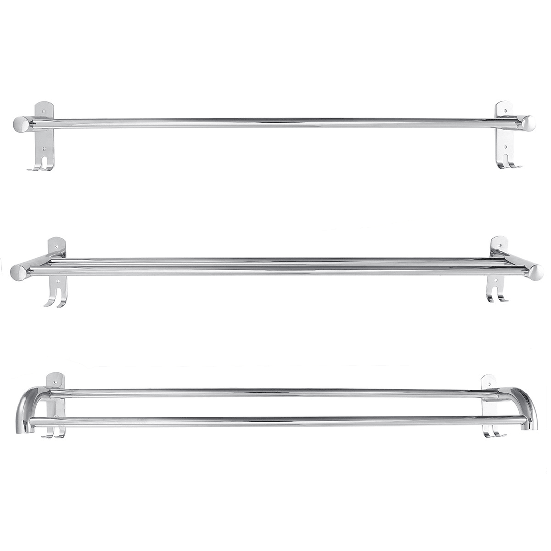 80Cm Stainless Steel Single Double Shelf Wall Mounted Bath Towel Rail Rack for Bathroom Storage Shelf Towel Racks - MRSLM