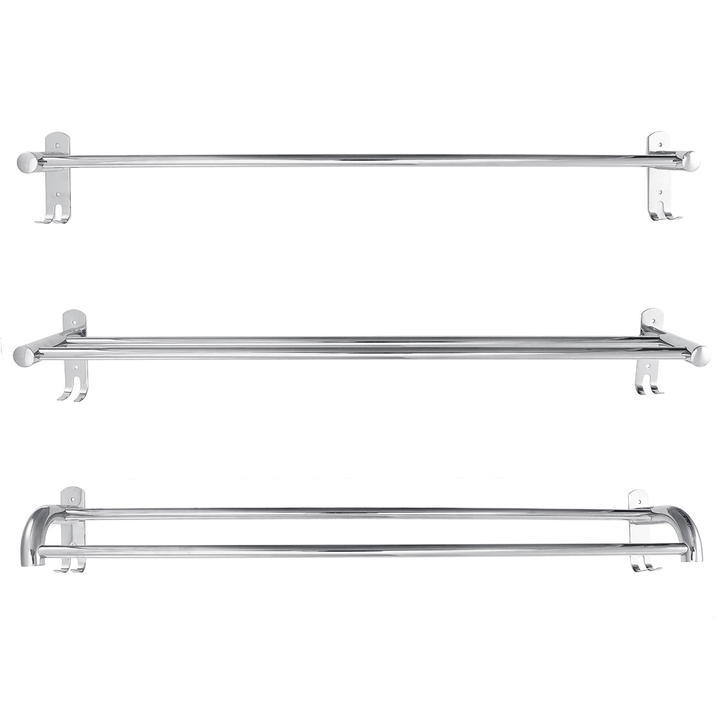 80Cm Stainless Steel Single Double Shelf Wall Mounted Bath Towel Rail Rack for Bathroom Storage Shelf Towel Racks - MRSLM