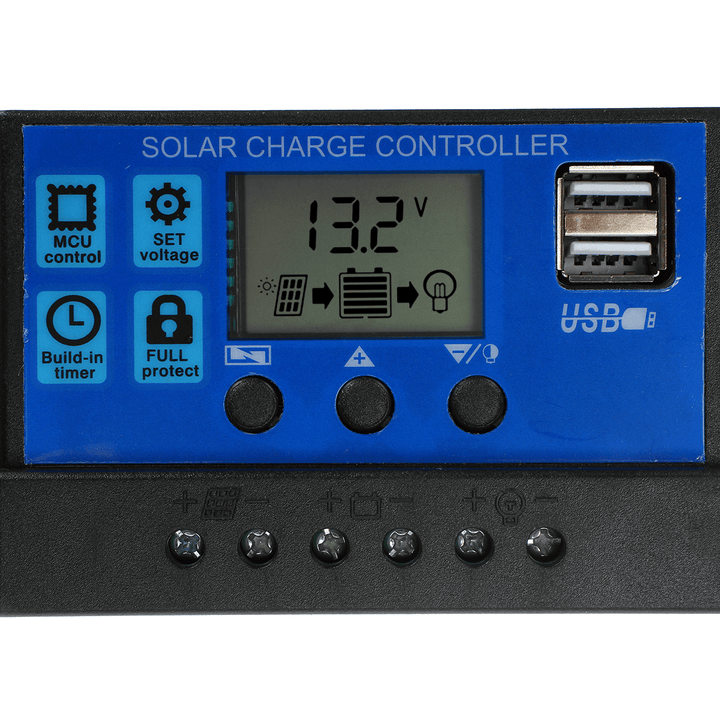 10/20/30A 12V-24V Solar Panel Battery Regulator Charge Controller USB LCD Charger - MRSLM