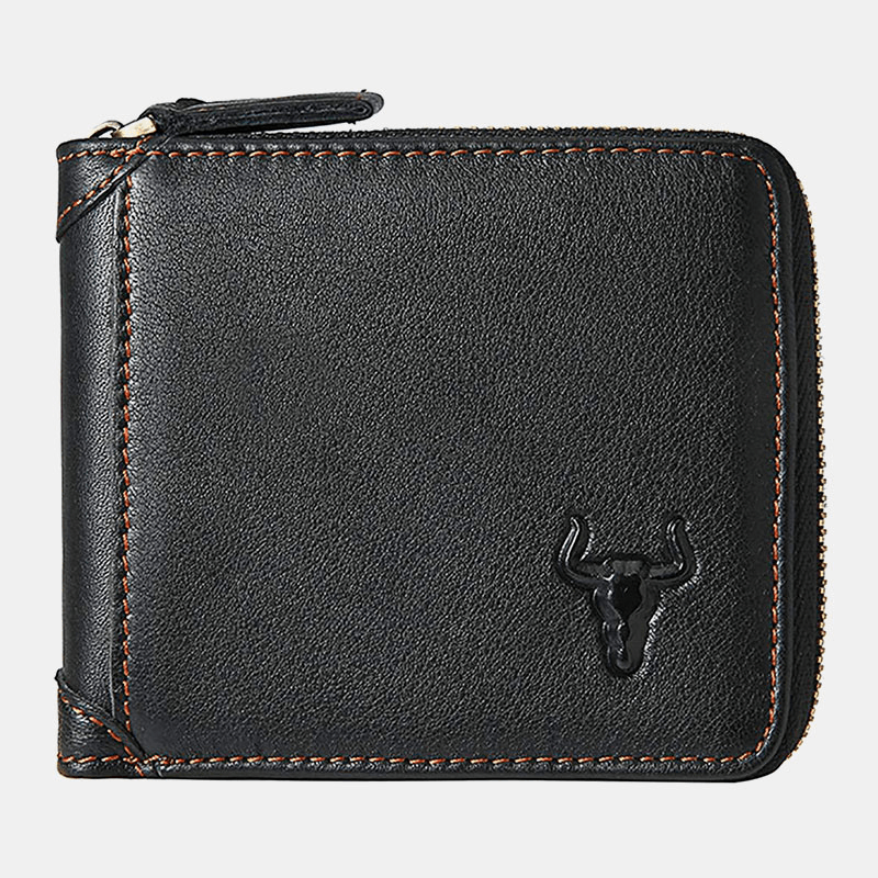 Men Genuine Leather RFID Blocking Anti-Theft Retro Multi-Functional Card Holder Wallet - MRSLM