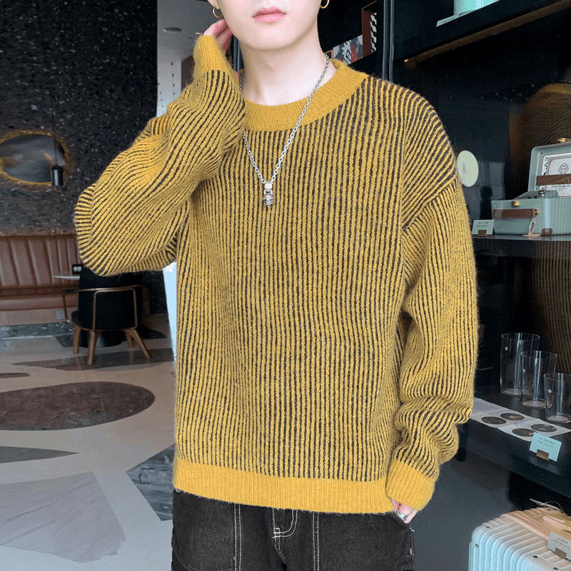 Sweater Men'S Loose round Neck Pullover Sweater - MRSLM