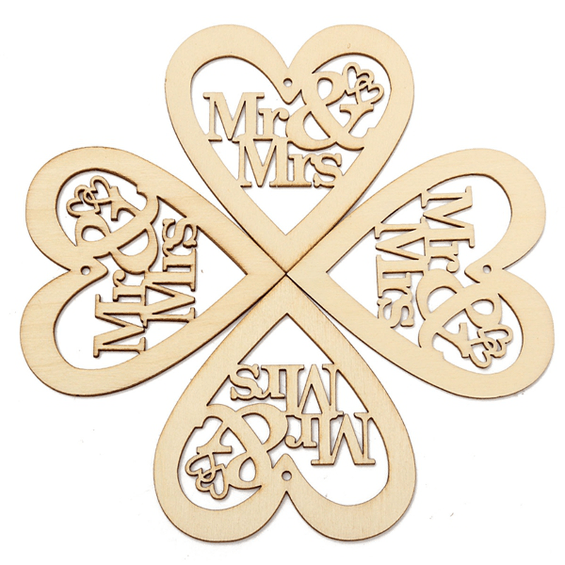 10Pcs Wooden Laser Cut Heart Shapes Craft Embellishments Decoration Wedding Favors - MRSLM