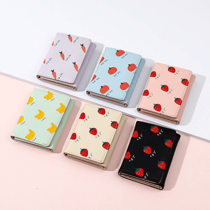 Women 7 Card Slots Trifold Fruit Printed Wallet - MRSLM