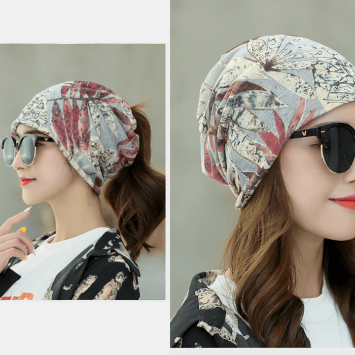 Leaf Retro Beanie Print Chemotherapy Caps - MRSLM