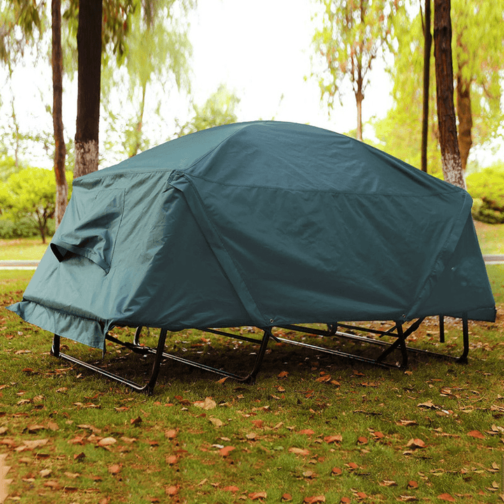 2 Person Camping Tent off the Ground Folding Waterproof Double Layer Cold Protection Anti-Wind Sunshade Dome Canopy Hiking Travel with Carry Bag - MRSLM