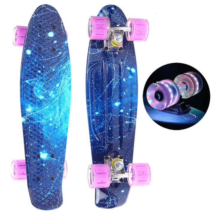 22Inch Kids Skateboard Flashing Wheel Chrome Bearing Mini Cruiser Children Longboard Outdoor Sport - MRSLM