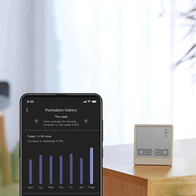 CLEARGRASS Multifunctional Bluetooth Alarm Clock Temperature Humidity Sensor Pomodoro Timer Count up Timer Smart Linkage Work with Xiaomi Mijia APP - MRSLM