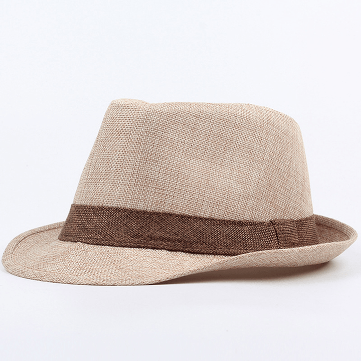 Men Unisex Linen Breathable Panama Fedora Jazz Dad Hats - MRSLM