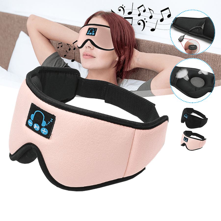 Wireless Bluetooth 5.0 Eye Mask Sleep Music Headphone Built-In Speakers Sleep Mask Earphone Camping Travel - MRSLM