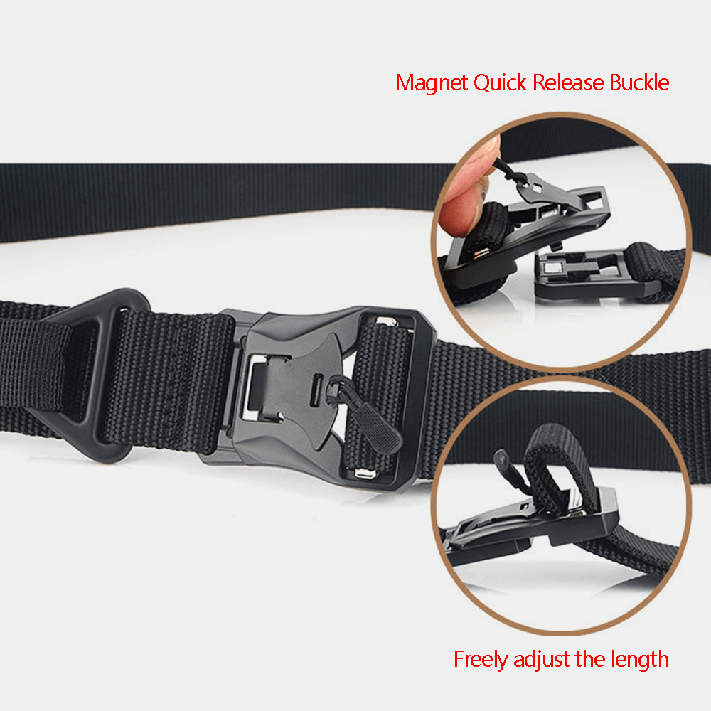 Men Nylon Braided 125Cm Magnet Quick Release Buckle Multifunctional Outdoor Military Training Tactical Belts - MRSLM