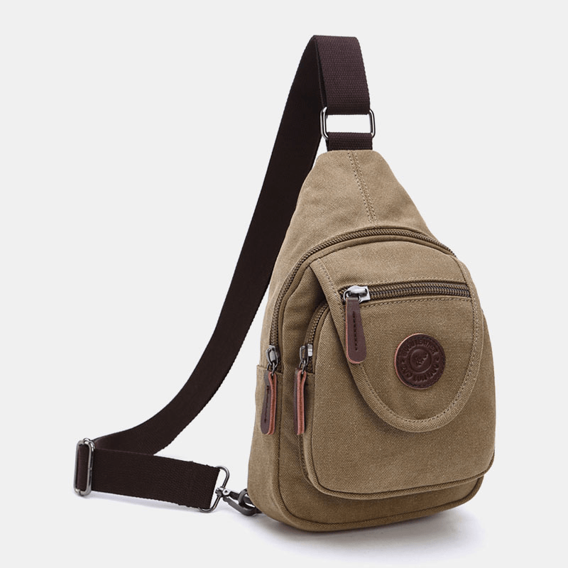 Men Retro Canvas High Capacity Chest Bag Casual Wear Resisting Waterproof Crossbody Bag Shoulder Bag - MRSLM