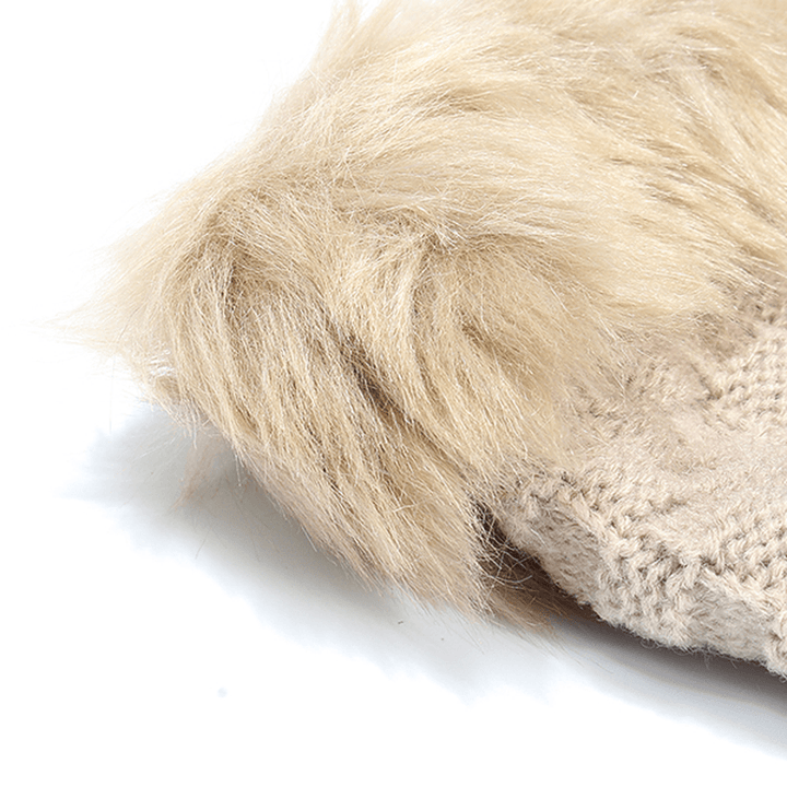 Women Winter Warm Knitted Thicken Fingerless Gloves Artificial Rabbit Hair Half Finger Sleeve - MRSLM