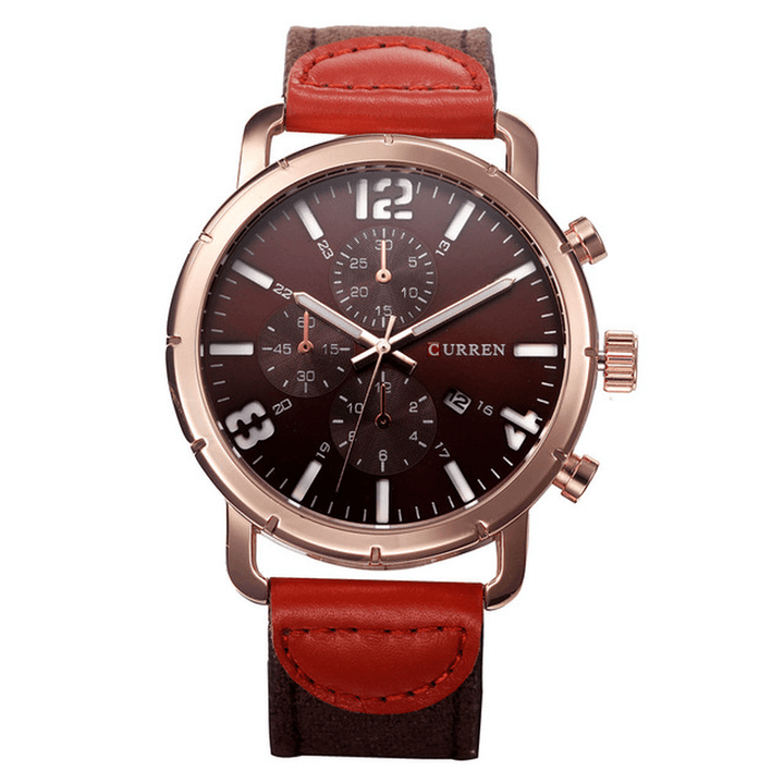 CURREN 8194 Date Display Casual Style Men Wrist Watch Leather Strap Analog Quartz Watch - MRSLM