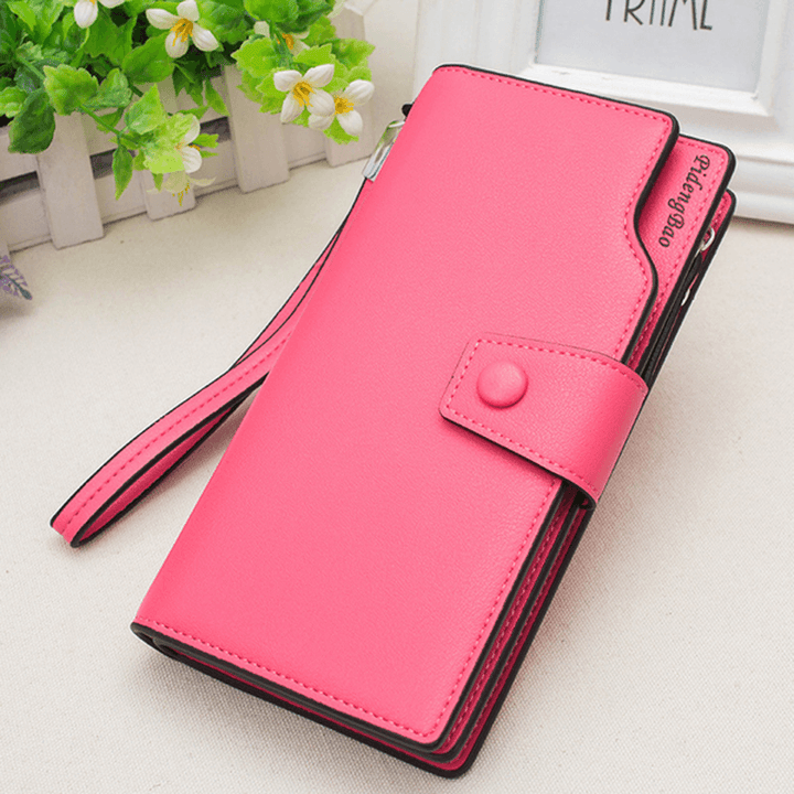 Women 11 Credit Card Holders 6 Inches Cell Phone PU Leather Wallet Clutch Wallet - MRSLM