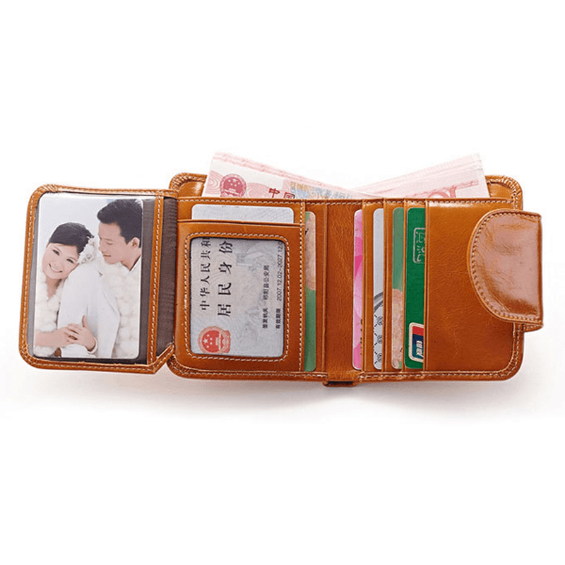 Women Genuine Leather Wallet Business Card Holder Purse - MRSLM