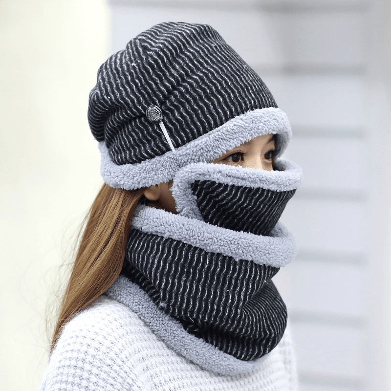 Women Thick Fleece Liner Multipurpose Knitted Hat Scarf - MRSLM