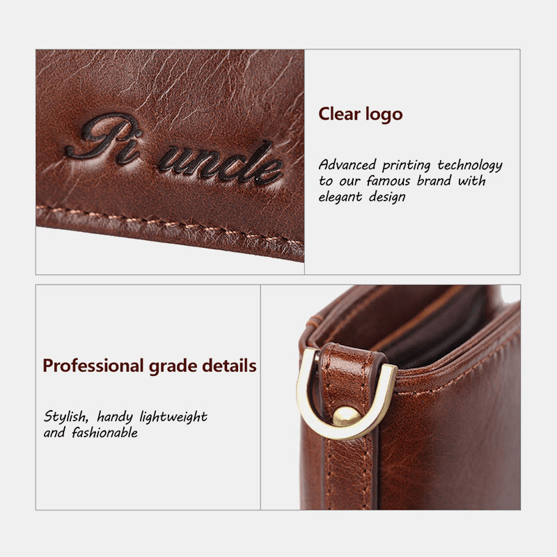 Men Short Bifold RFID Blocking Minimalist Wallet Retro Multi-Card Slot Card Holder Cowhide Driver'S License Wallet - MRSLM