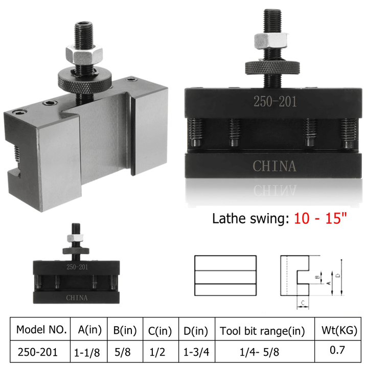 250-201 Turning and Facing Holder Quick Change Tool Post and Tool Holder Lathes Kit - MRSLM