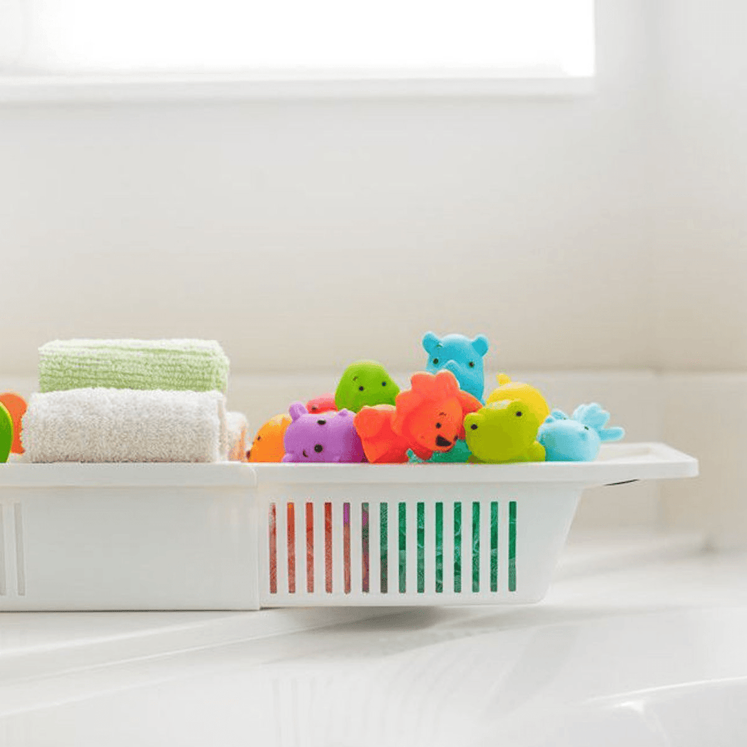 Honana BX-592 Adjustable Kids Bathtub Shower Toy Organizer Basket Retractable Storage Holder - MRSLM