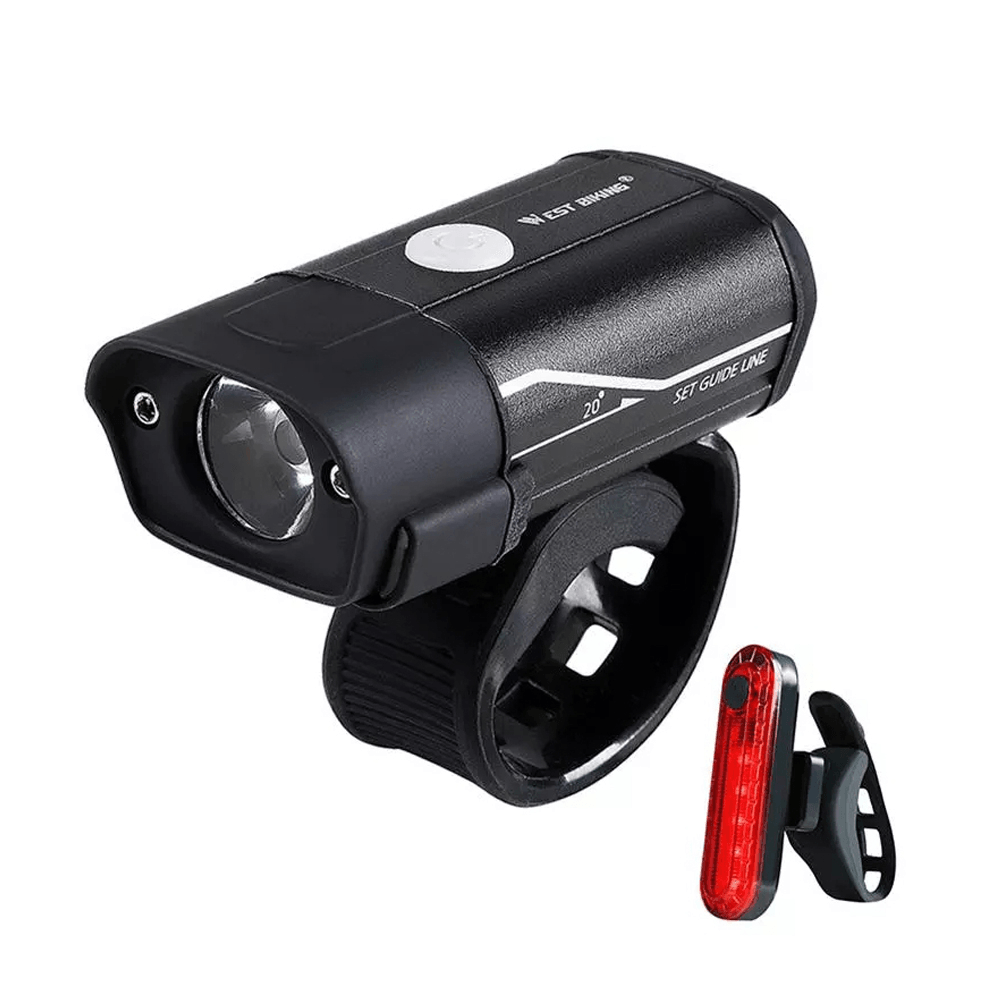 WEST BIKING 350Lm Bike Headlight 5 Modes Ultralight USB Rechargeable Bicycle Front Lamp Outdoor Cycling - MRSLM