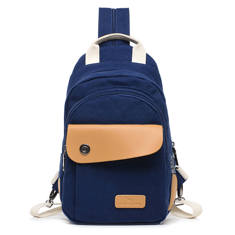 Multifunctional Women Canvas Backpack Pu Leather Chest Bag - MRSLM