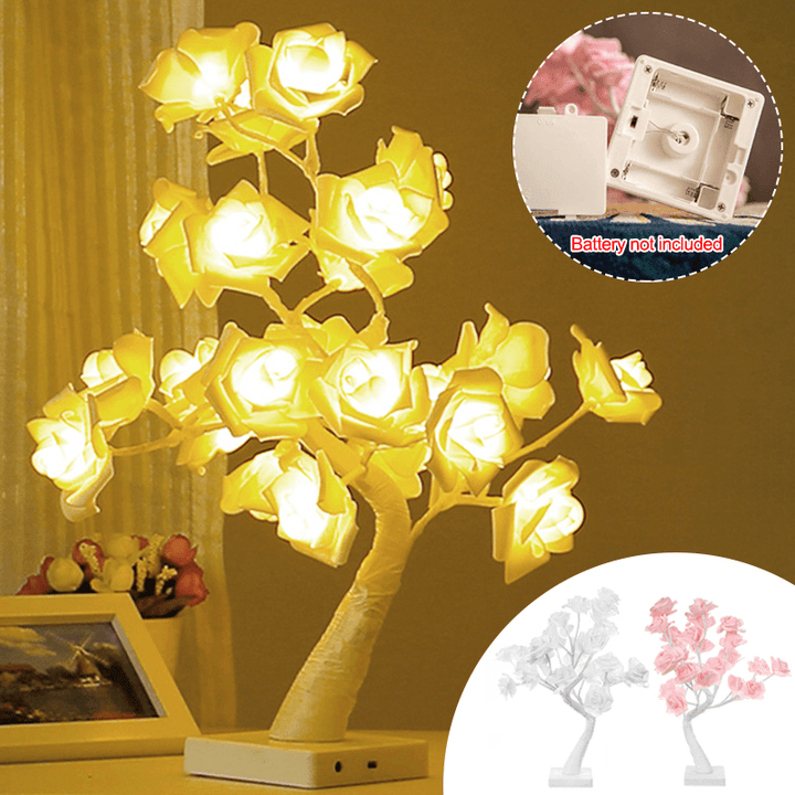 Battery Powered USB LED Rose Flower Fairy Tree Light Home Party Decoration Lamp - MRSLM