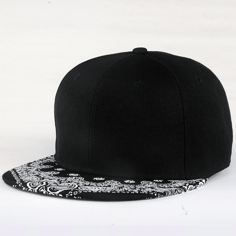 Cashew Flower Korean Hip-Hop Hat Flat Brim Hat Fashion Print Baseball Cap for Men - MRSLM