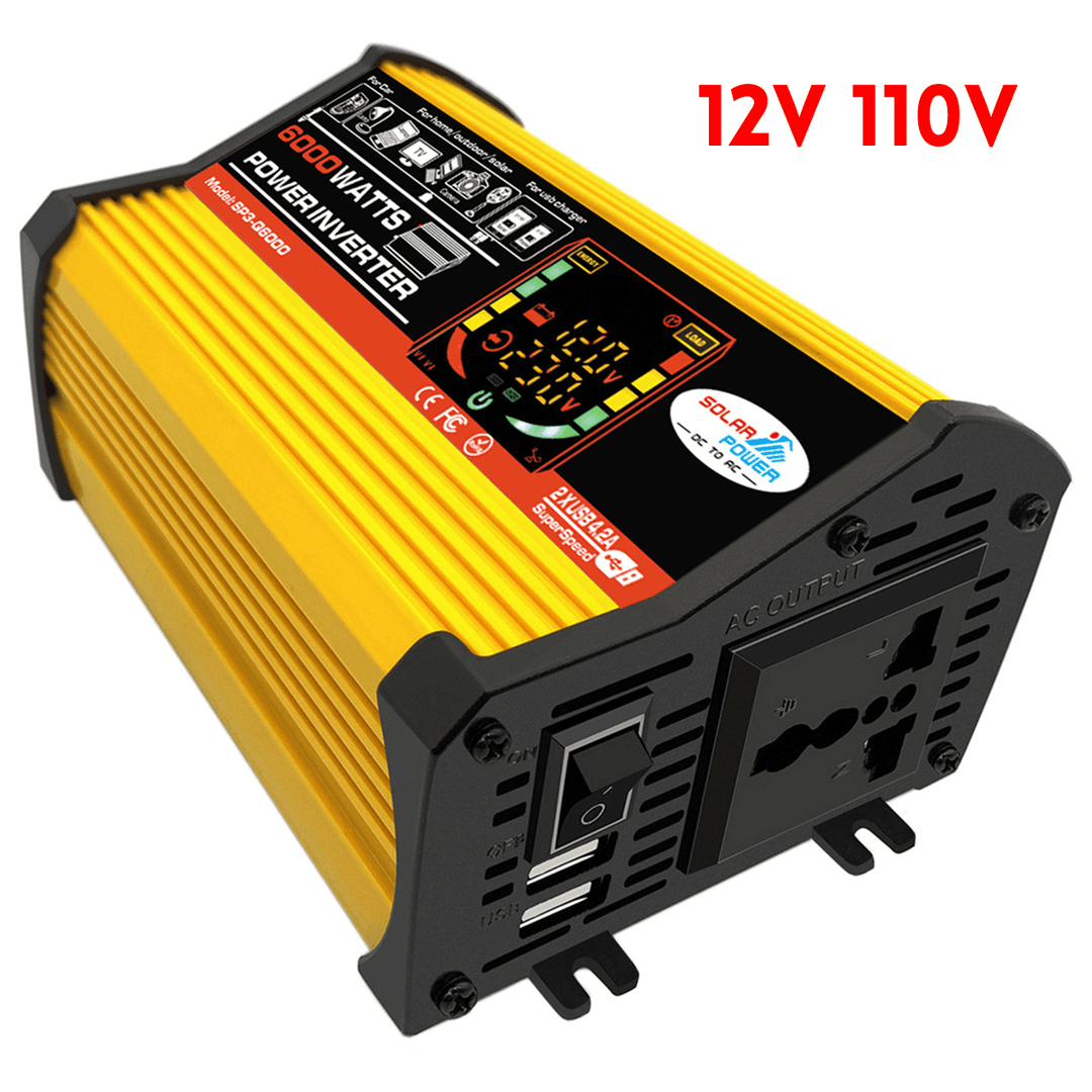 Modified Sine Wave Power Inverter DC 12V to AC 110V/220V MCU LCD Display Dual USB Charge Car Inverter - MRSLM