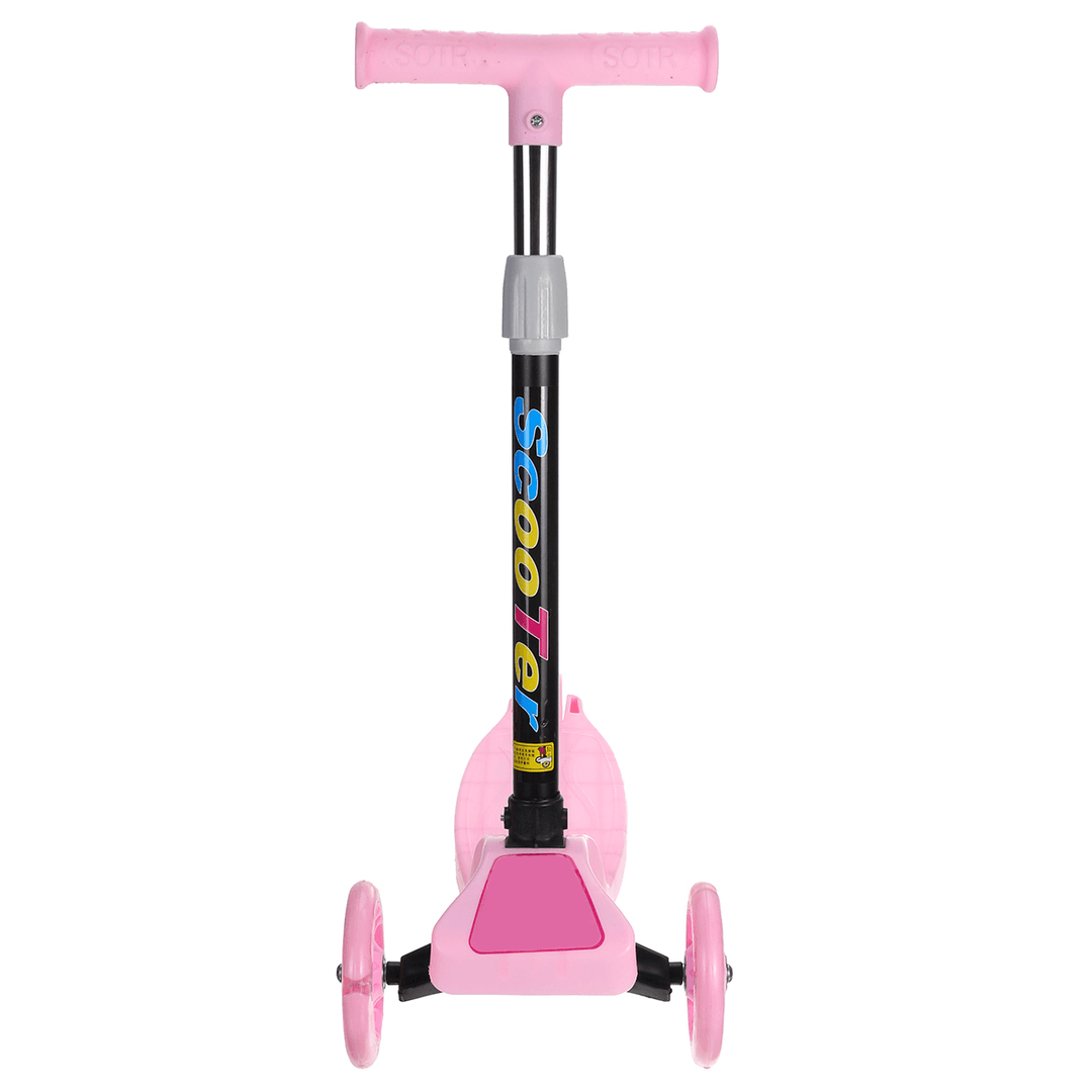 Kids 3 Wheel Foldable Scooters T-Bar Adjustable Riding Kick Scooters LED PU Flashing Wheels Exercise Balance for Kids Birthday - MRSLM