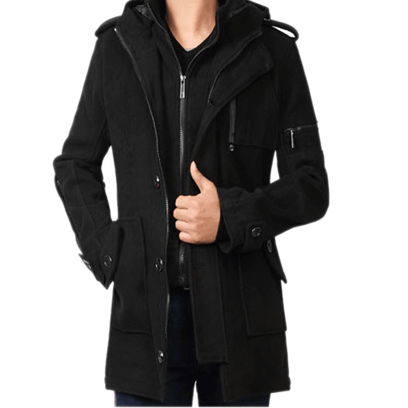 Men'S Winter Thick Windbreaker Mid-Length Slim Fit - MRSLM