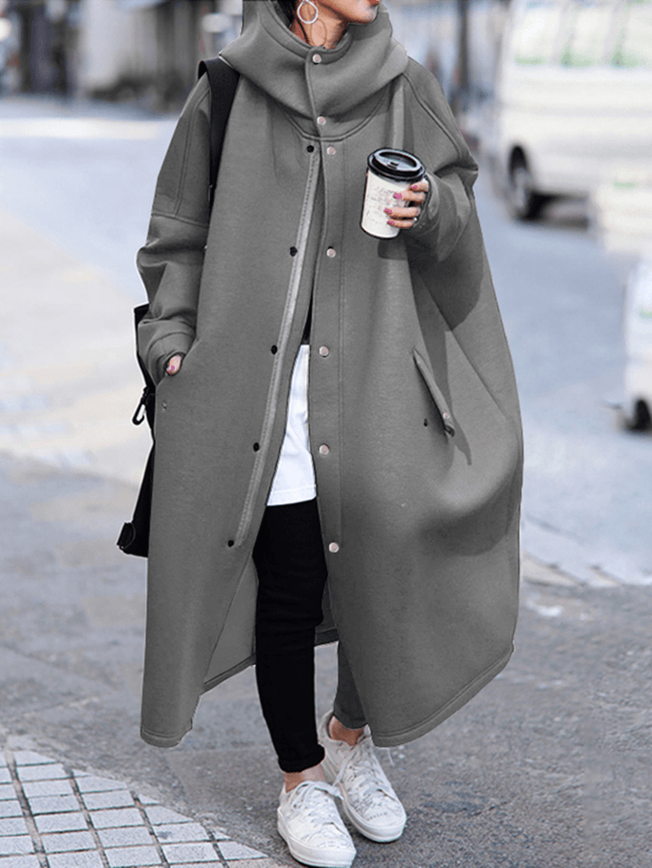 Women Thick Turtleneck Long Sleeve Zipper Mid-Calf Length Coats with Pocket - MRSLM