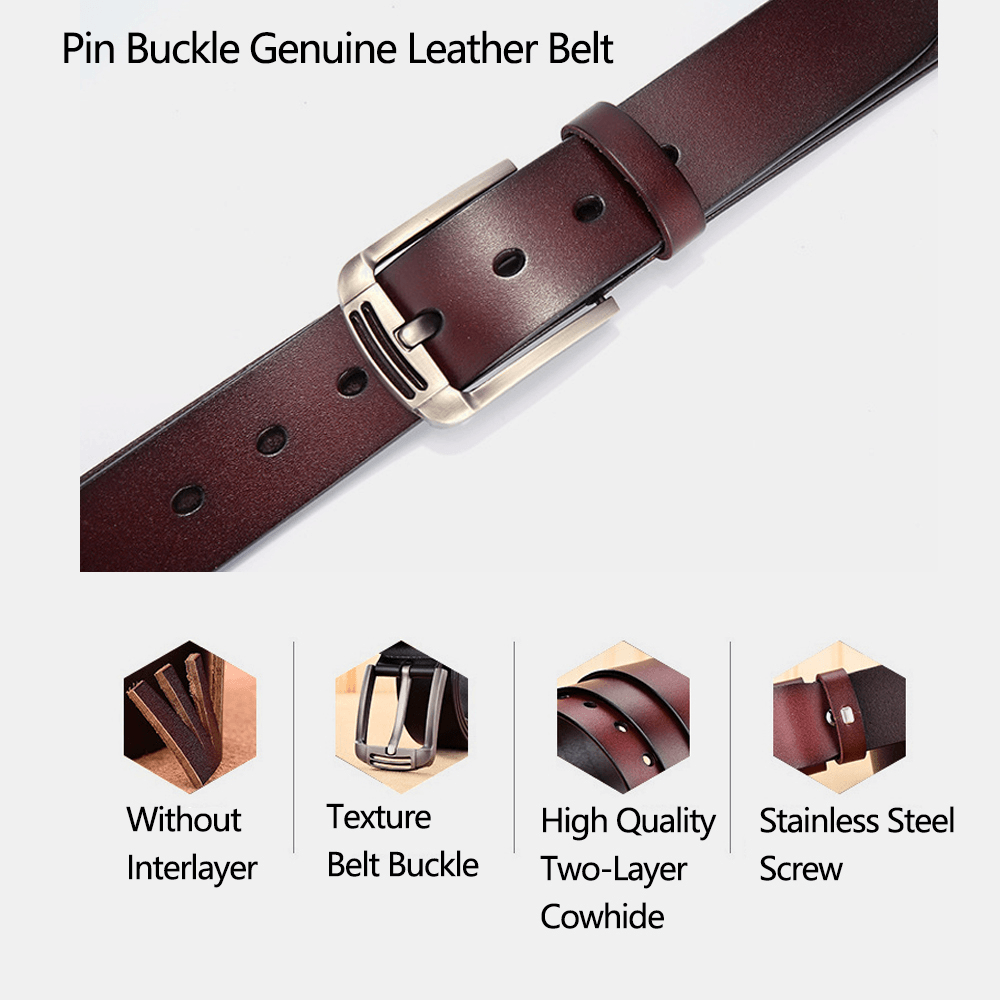 Men Genuine Leather 105/110/115/120/125/130Cm Retro Wild Pin Buckle Jeans Suits Cowhide Belt - MRSLM