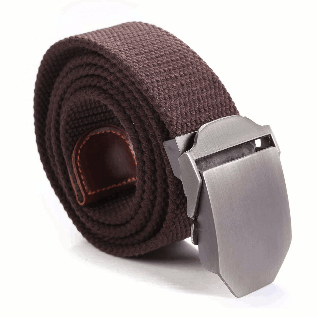 Mens Canvas Military Style Belt Outdoor Leisure Adjustable Slider Buckle Weave Web Waistband - MRSLM