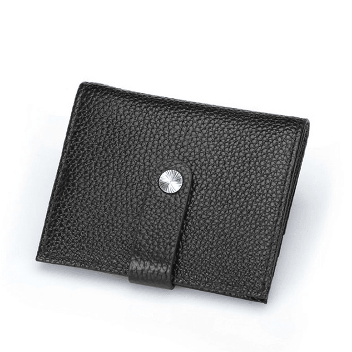 Women Hasp Short Wallets Genuine Leather Purse Card Holder Coin Bags - MRSLM